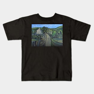 Green Abstract Yorkshire Landscape Kids T-Shirt